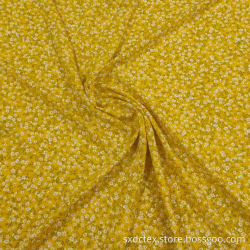 Viscose Plain Rayon Poplin Yellow Daisy Floral Fabric
